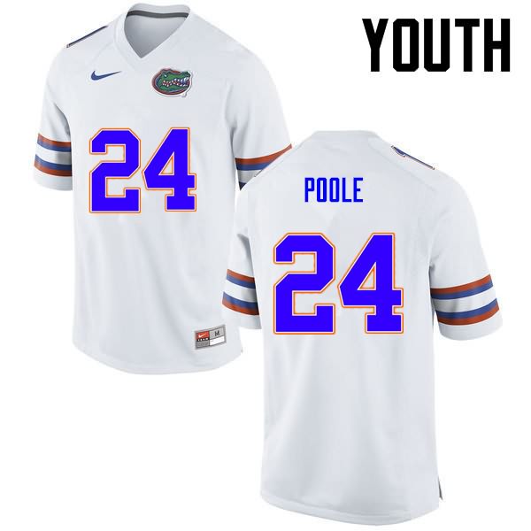 Youth NCAA Florida Gators Brian Poole #24 Stitched Authentic Nike White College Football Jersey OIK6465AS